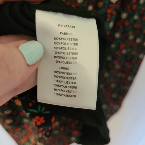 Molly Bracken Ditzy Floral Print  Shift Mini Dress Bell Sleeve Back Neck Tie M - Picture 11 of 15